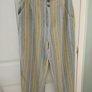 Soft Surroundings Blue and Yellow Striped Capris Pants 6